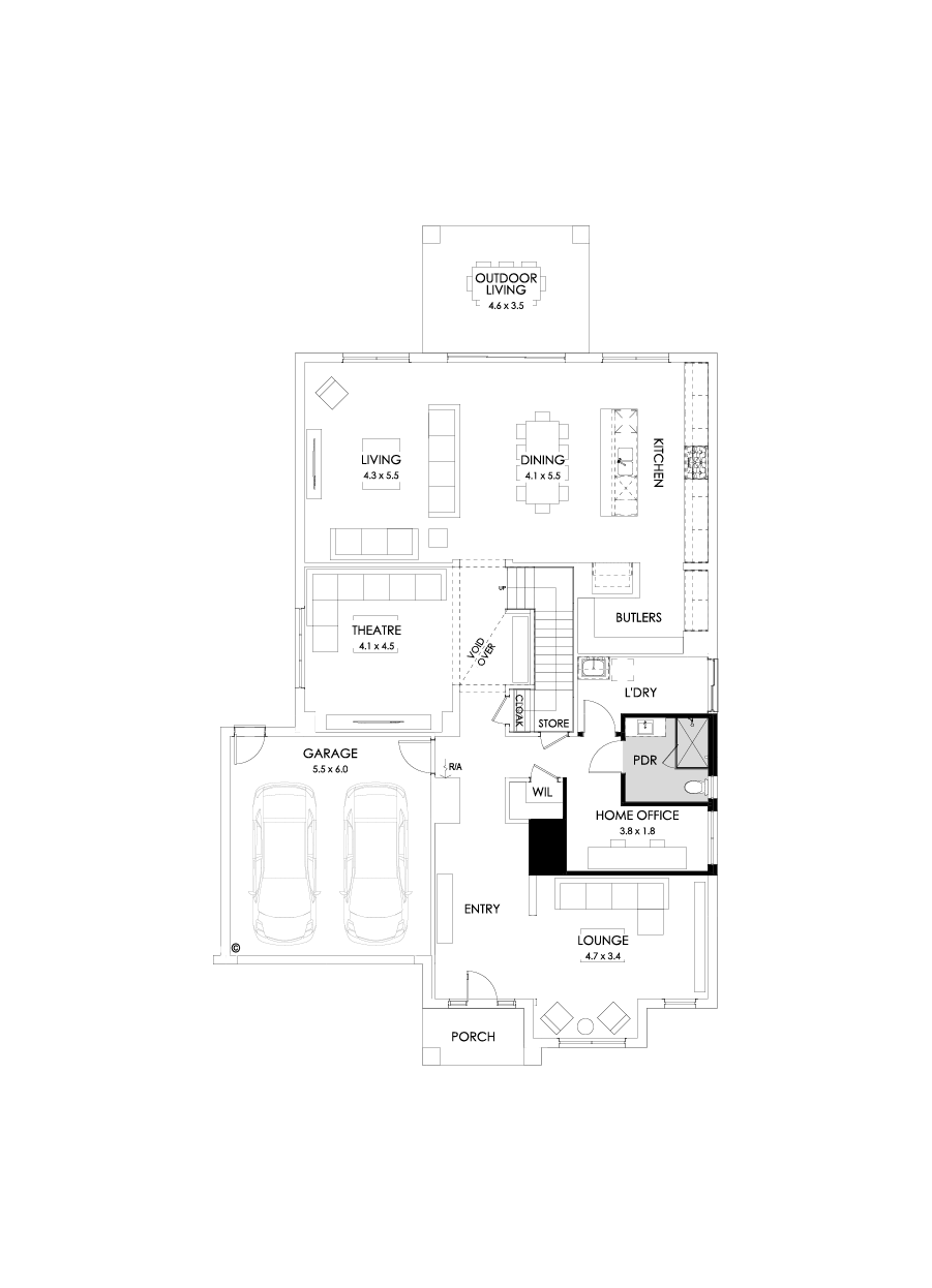 48 Ground Floor Floorplan (Shower to powder)
