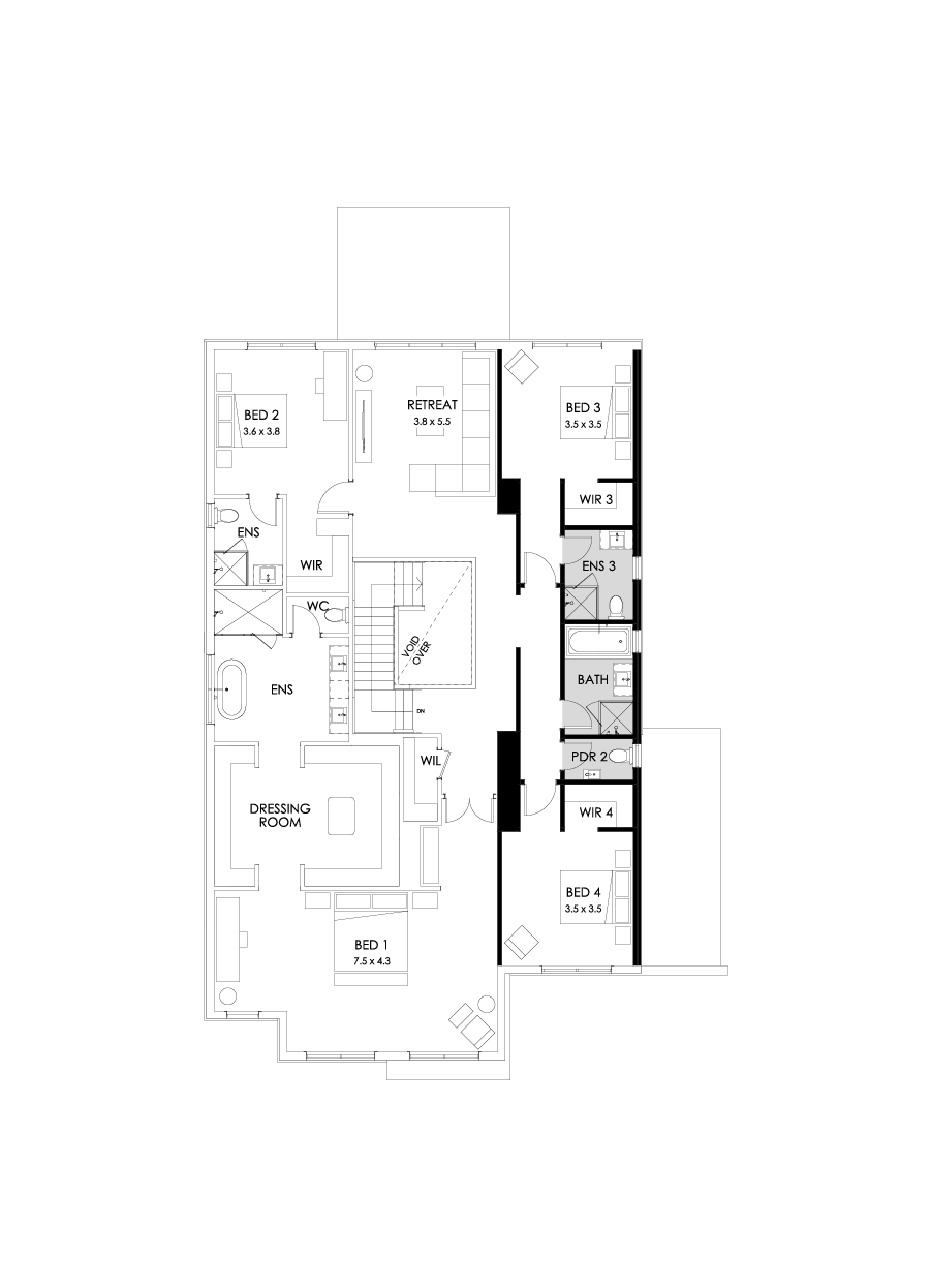 48 First Floor Floorplan (Additional ensuite - Flipped)