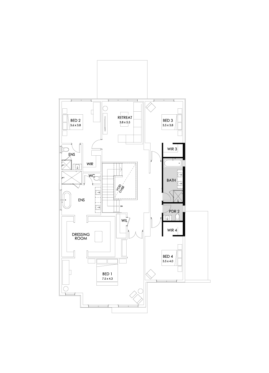 48 First Floor Floorplan (Bathroom upgrade - Flipped)
