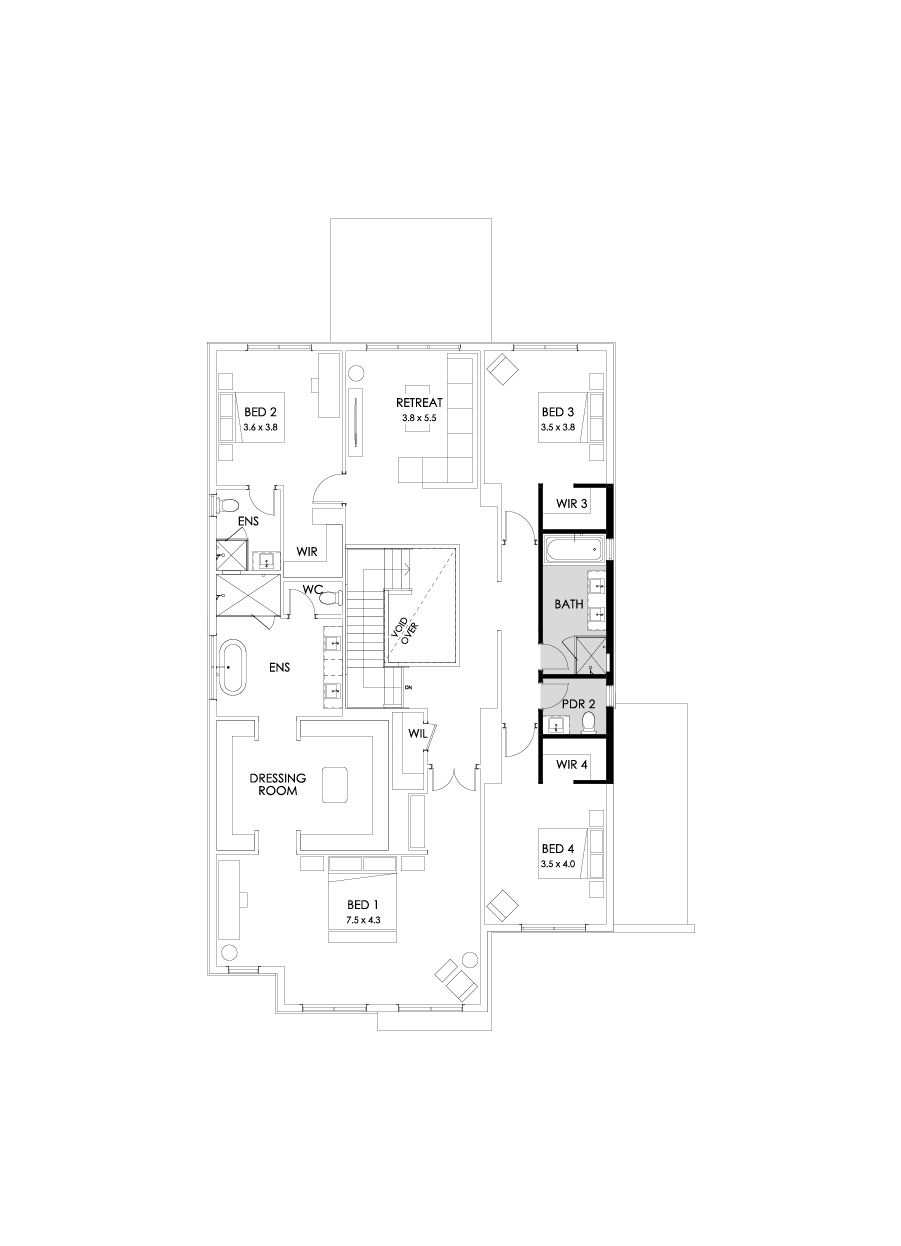 48 First Floor Floorplan (Bathroom upgrade - Flipped)