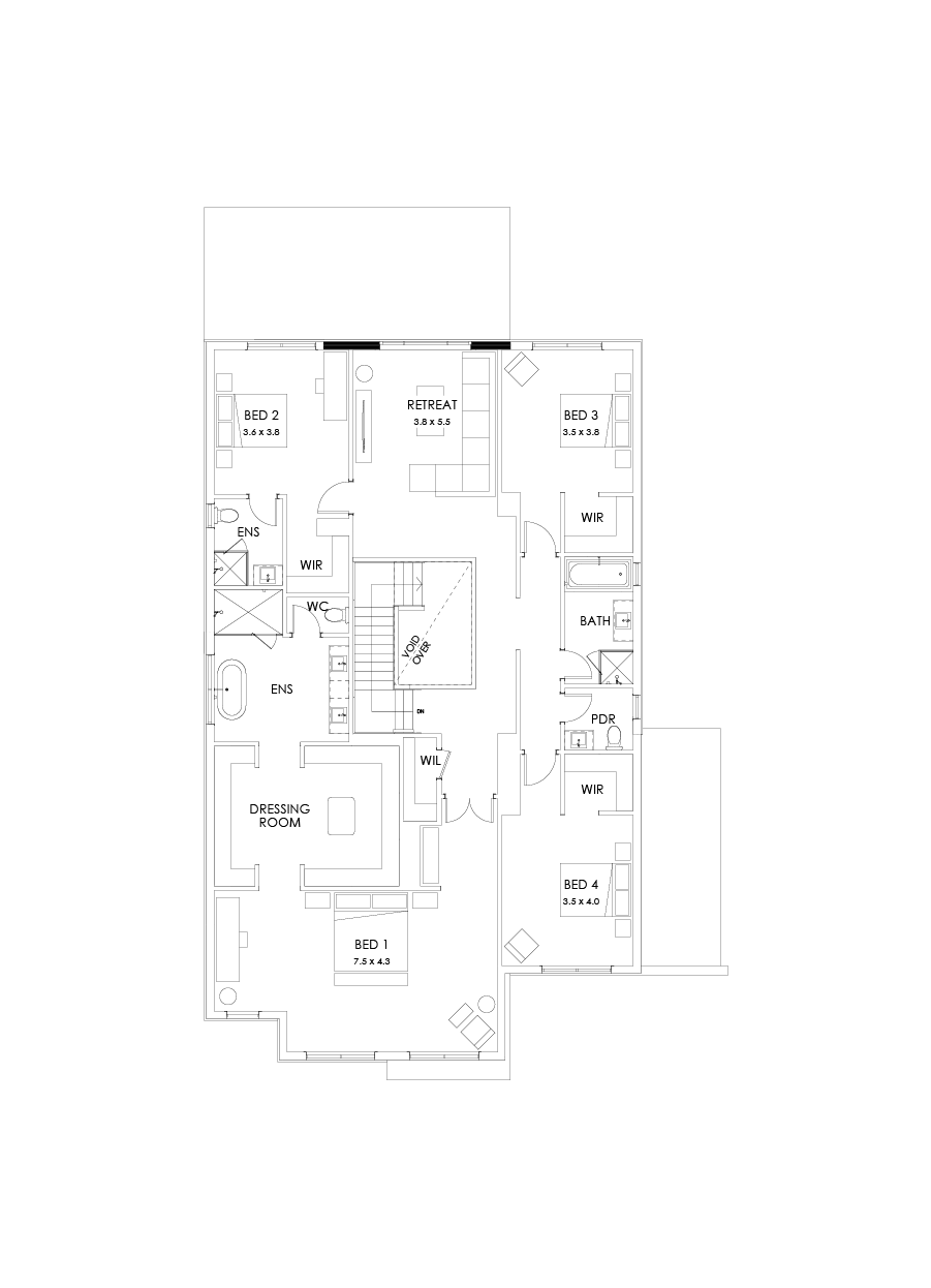 48 First Floor Floorplan (Grand outdoor living - Flipped)