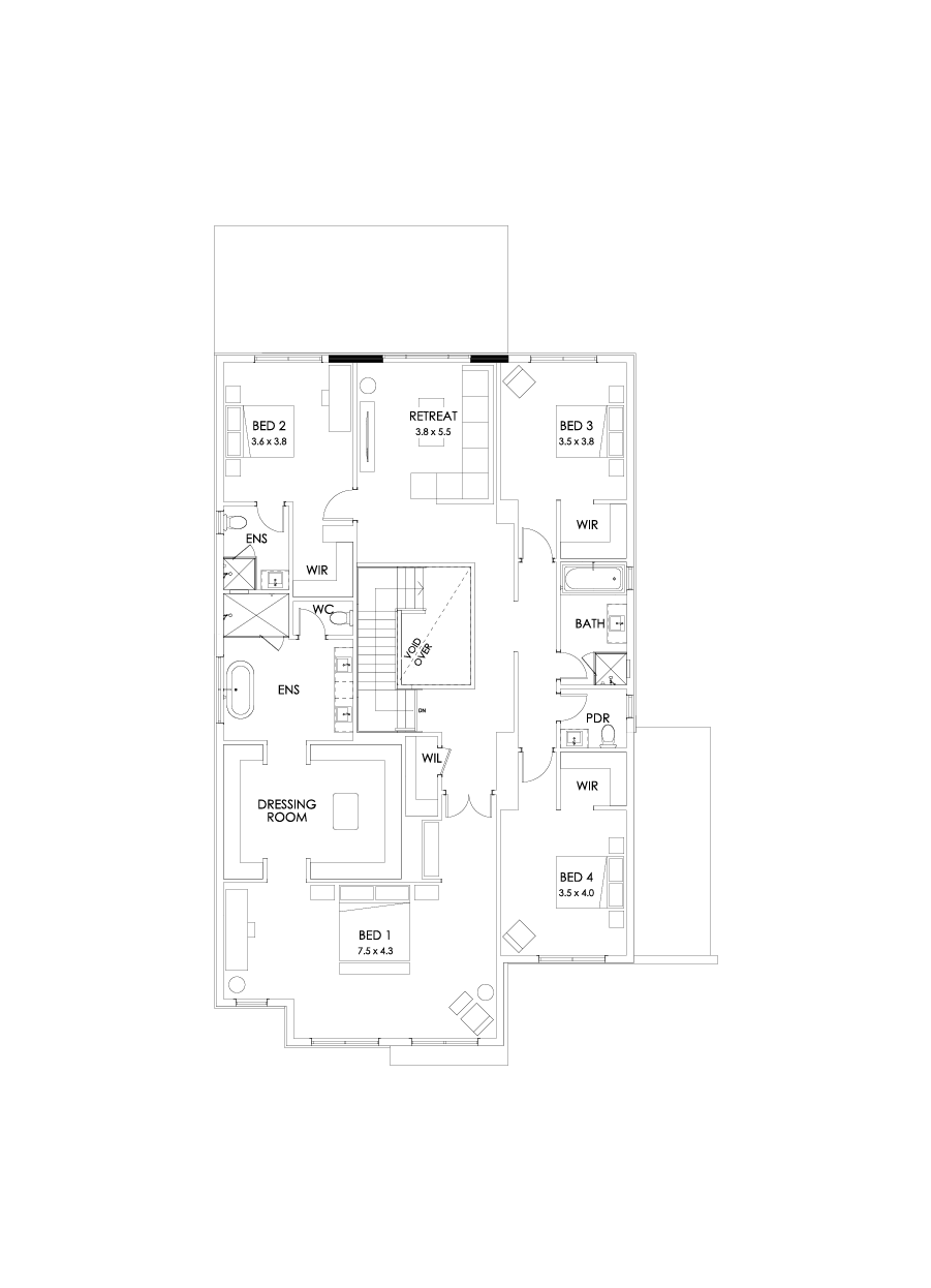 48 First Floor Floorplan (Grand outdoor living - Flipped)