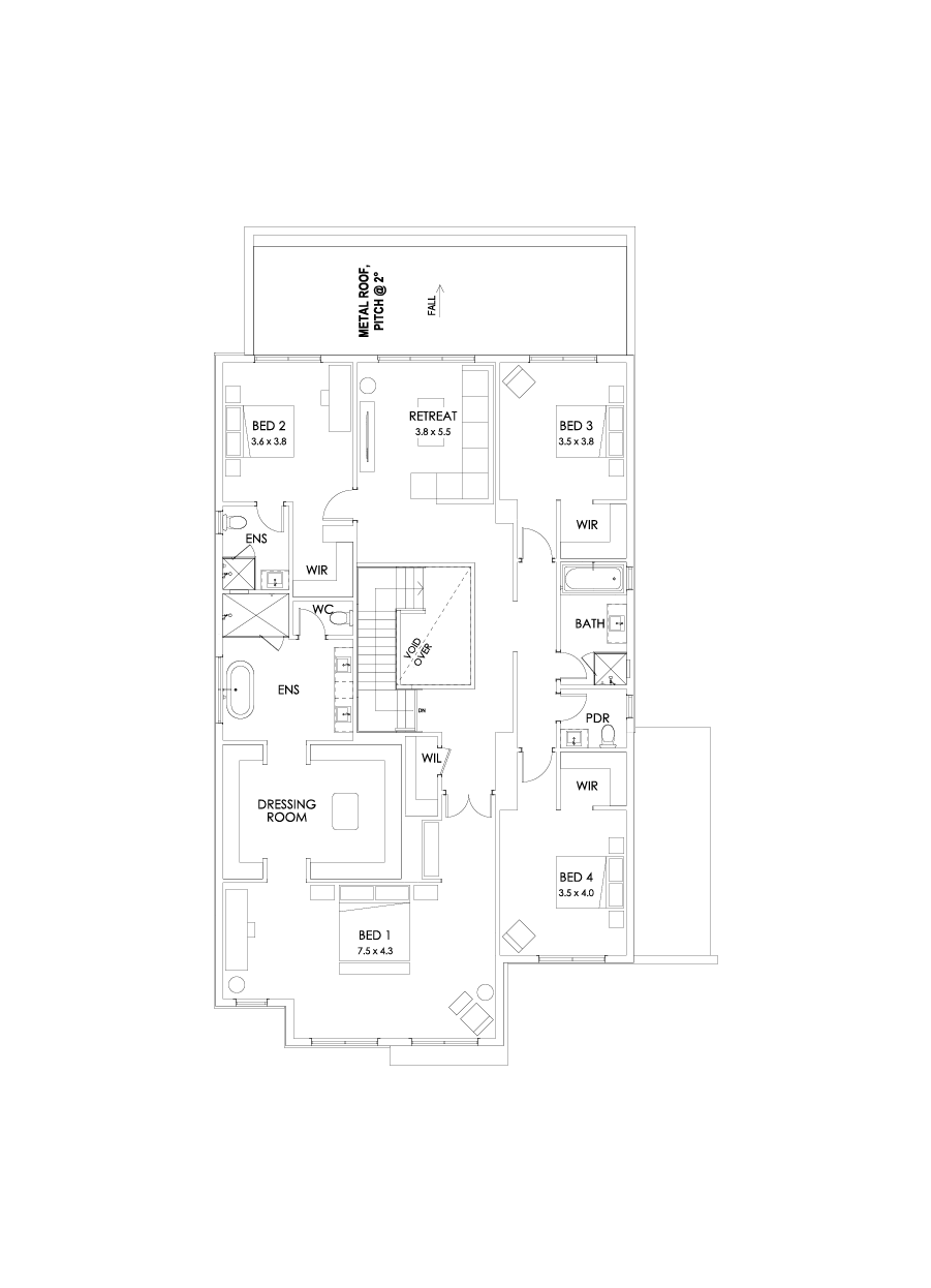 48 First Floor Floorplan (Larger kitchen and dining - Flipped)