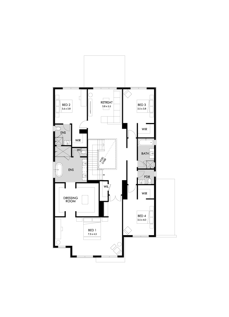 48 First Floor Floorplan (Standard - Flipped)