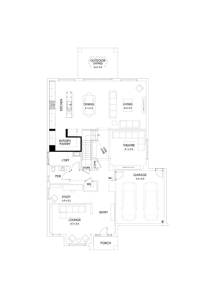 48 Ground Floor Floorplan (Butler's pantry - Included - Flipped)