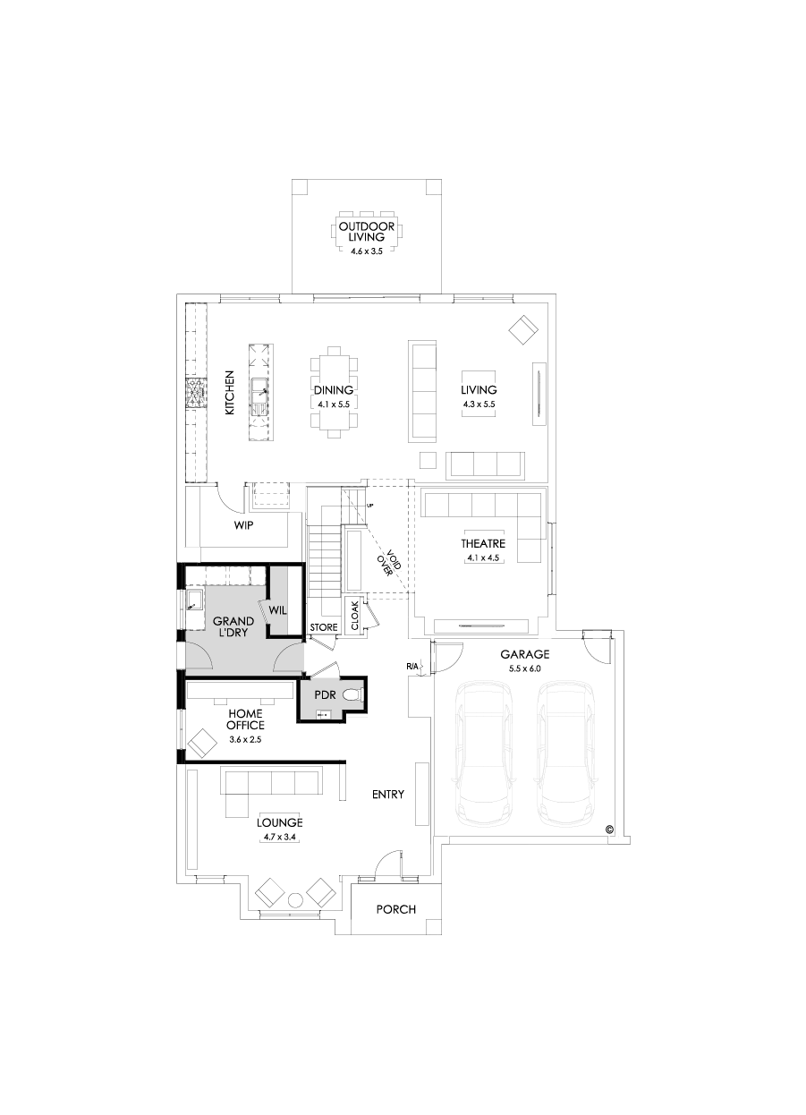 48 Ground Floor Floorplan (Grand laundry - Flipped)