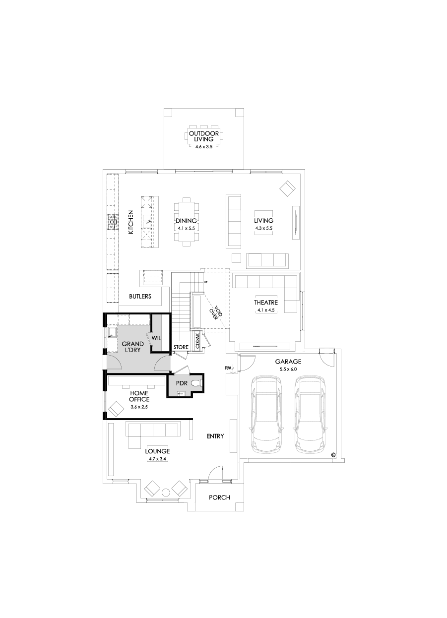 48 Ground Floor Floorplan (Grand laundry - Flipped)
