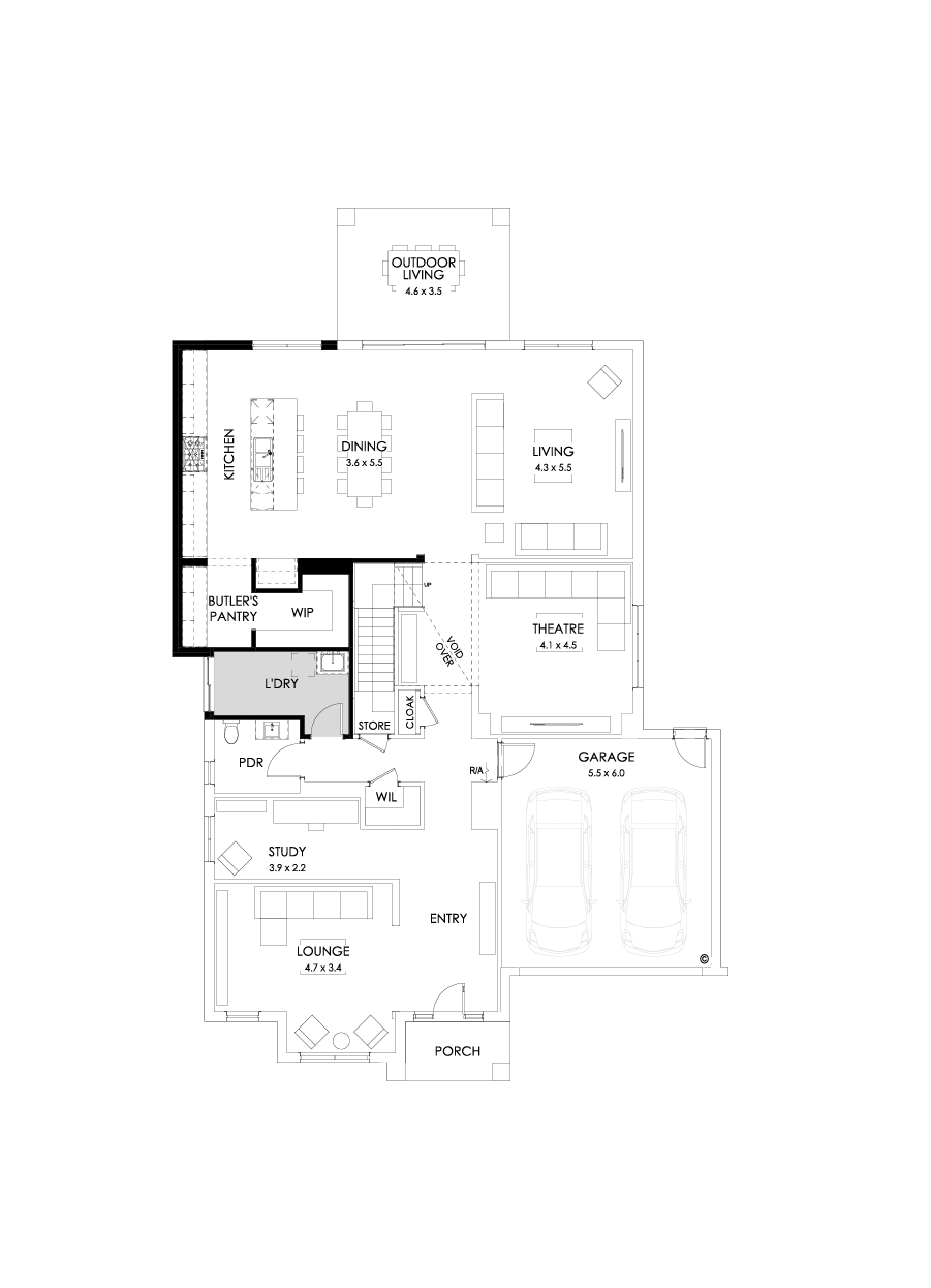 48 Ground Floor Floorplan (Larger kitchen - Flipped)