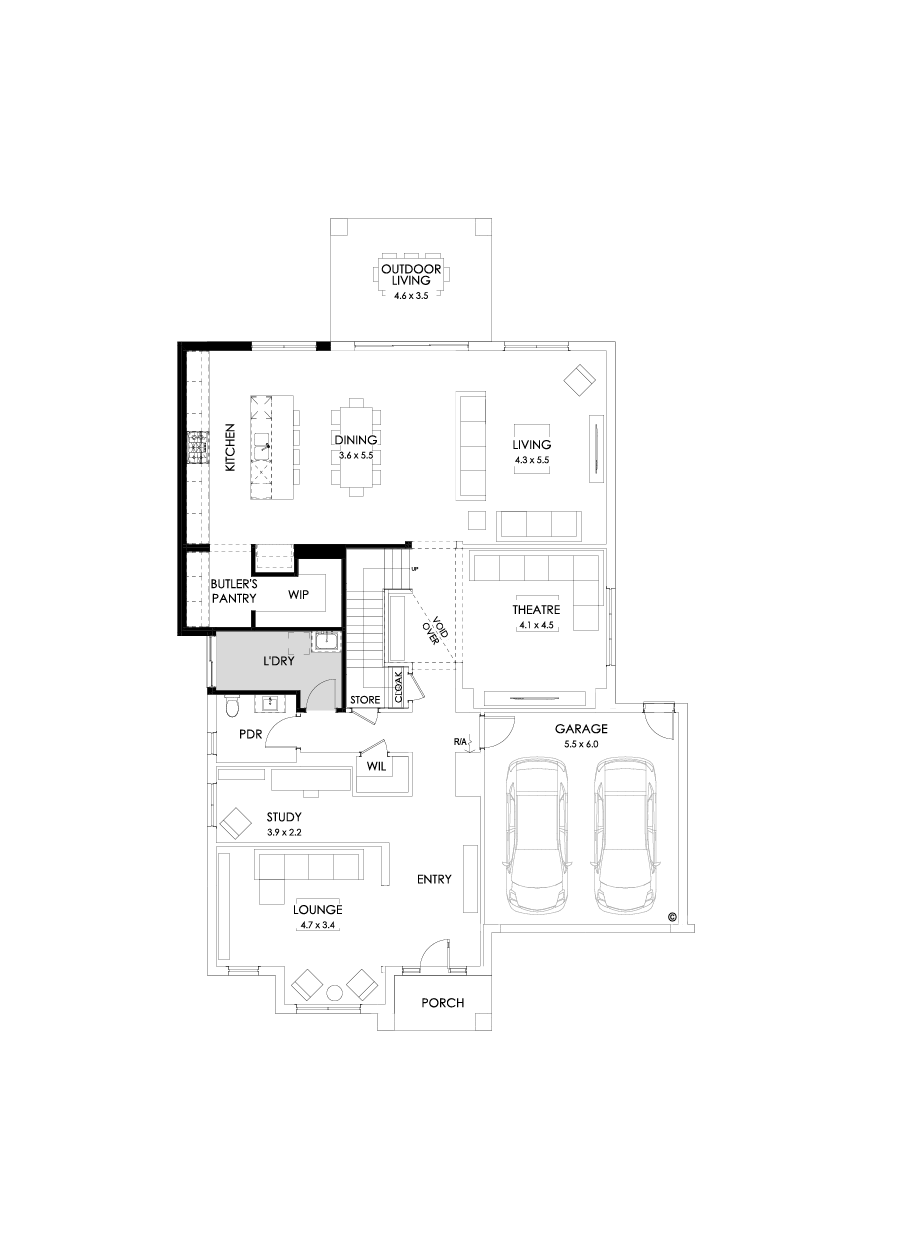 48 Ground Floor Floorplan (Larger kitchen - Flipped)