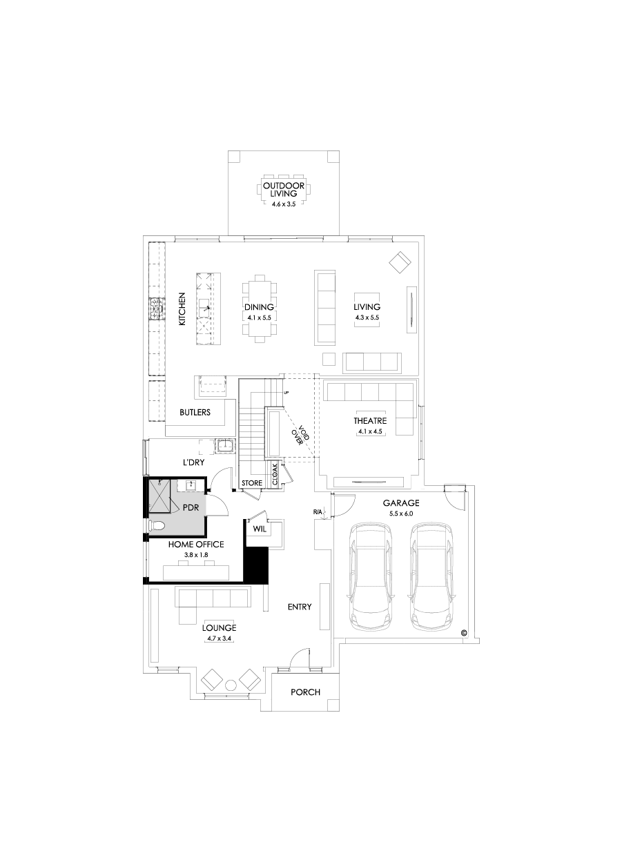 48 Ground Floor Floorplan (Shower to powder - Flipped)