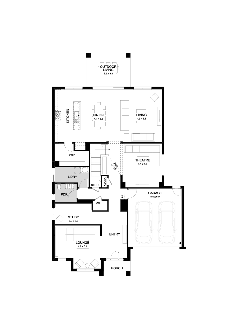 48 Ground Floor Floorplan (Standard - Flipped)
