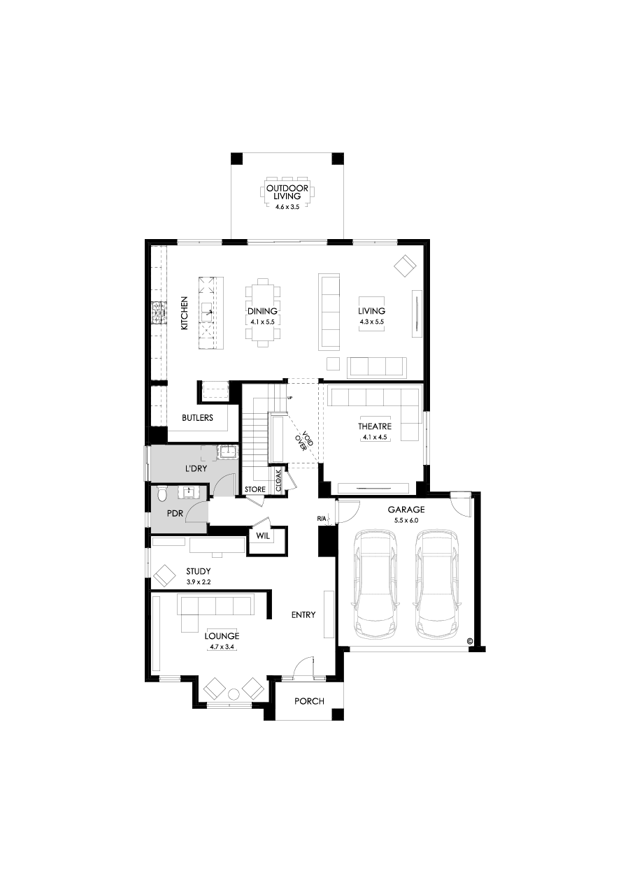 48 Ground Floor Floorplan (Standard - Flipped)
