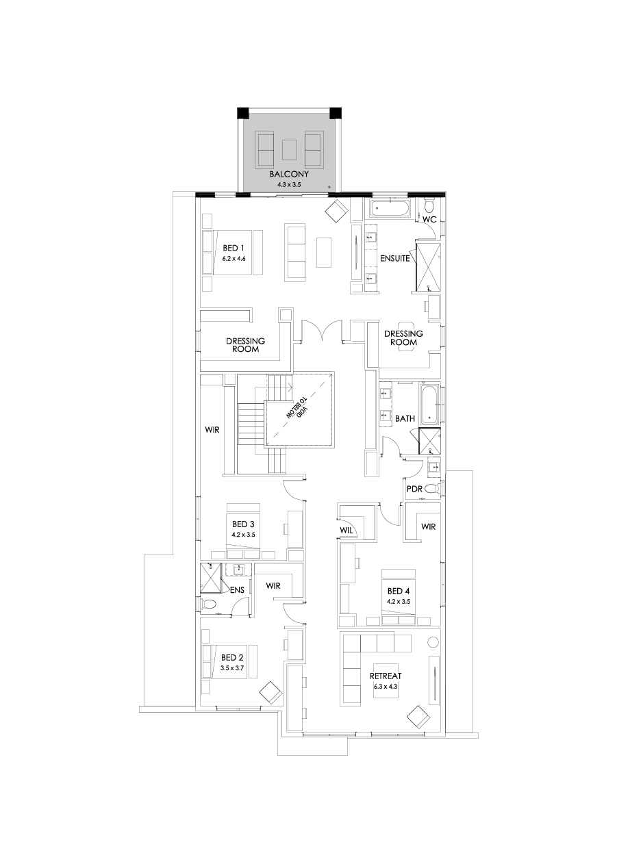55 First Floor Floorplan (Rear balcony)