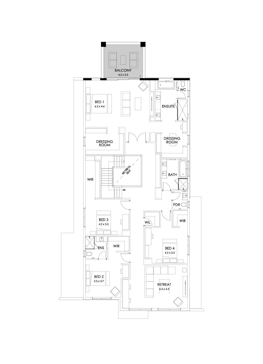 55 First Floor Floorplan (Rear balcony)