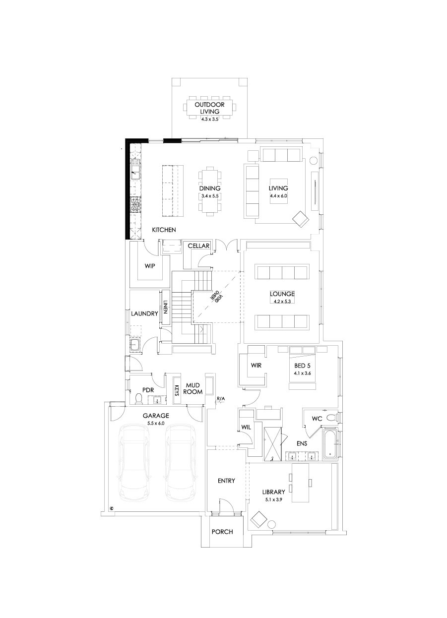 55 Ground Floor Floorplan (Alternate kitchen)
