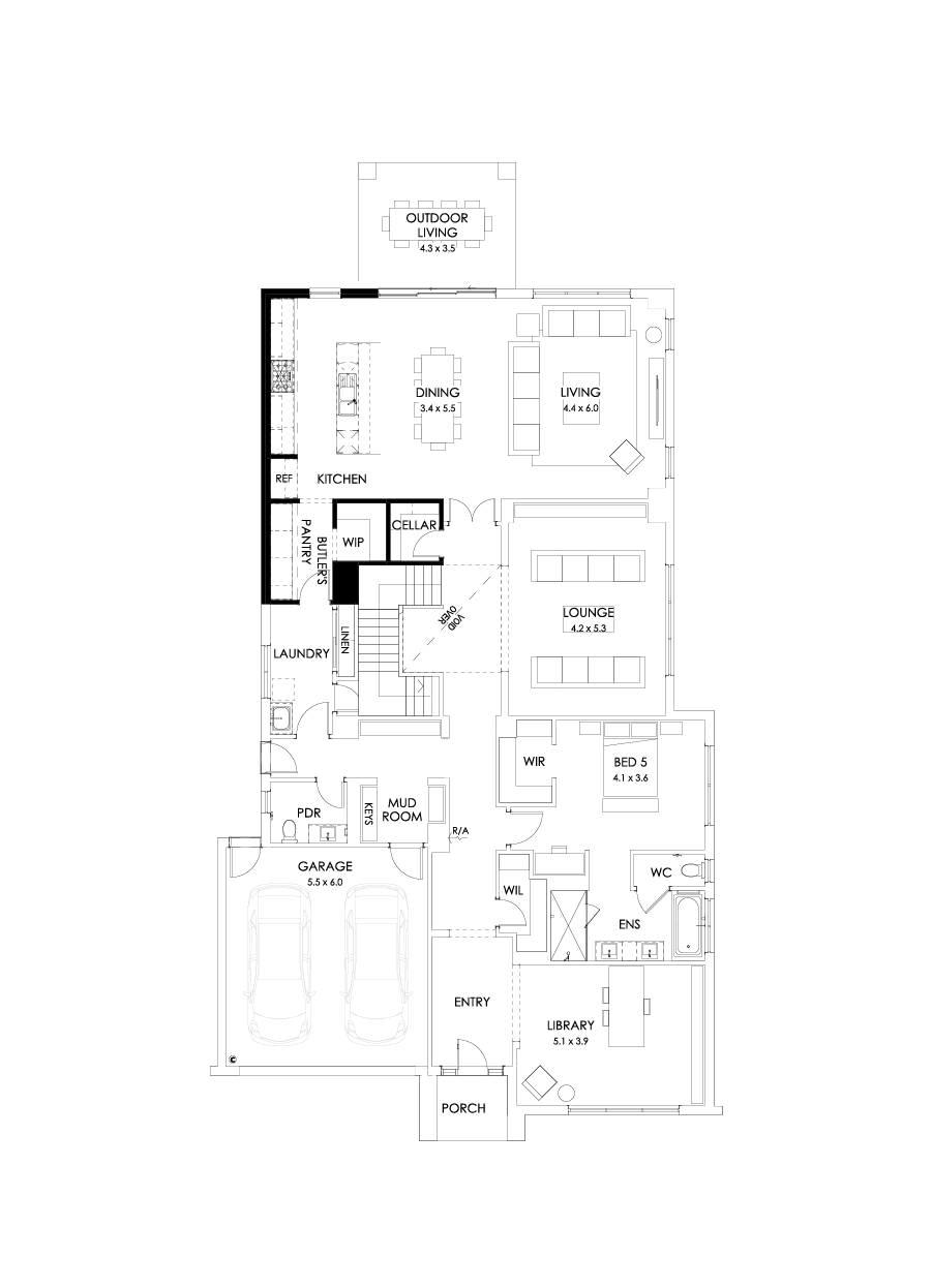 55 Ground Floor Floorplan (Butler's pantry - Included)