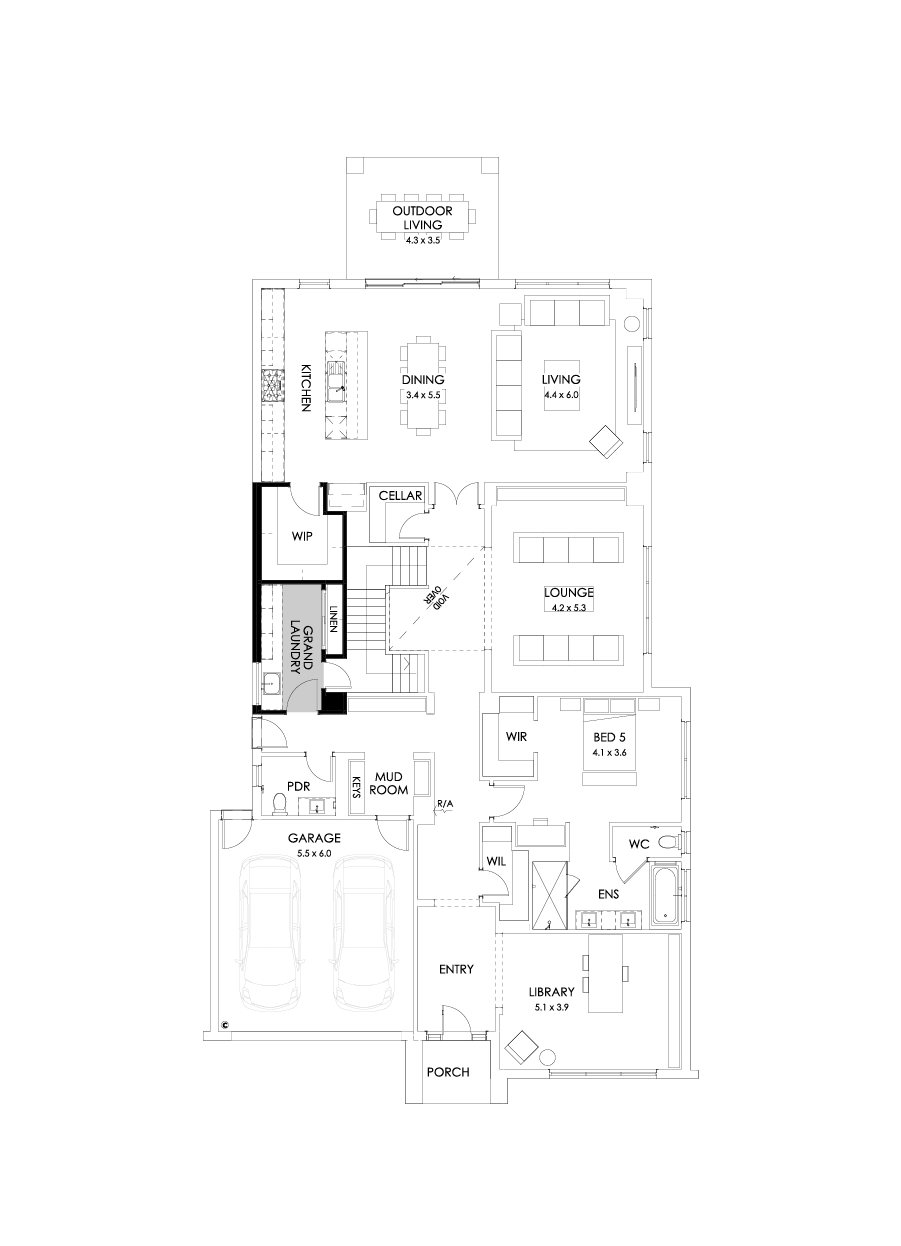55 Ground Floor Floorplan (Grand laundry)