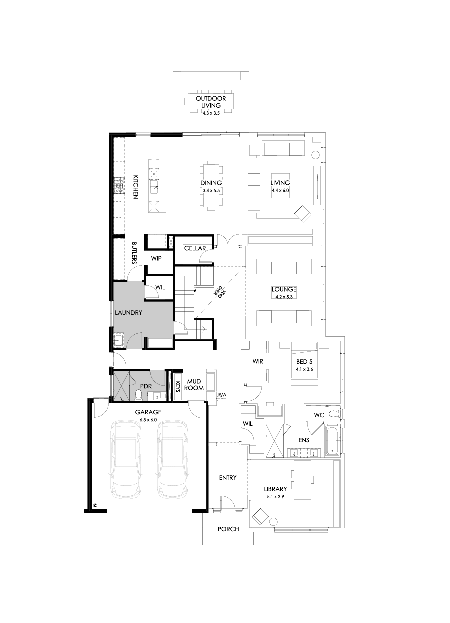 55 Ground Floor Floorplan (Larger kitchen)