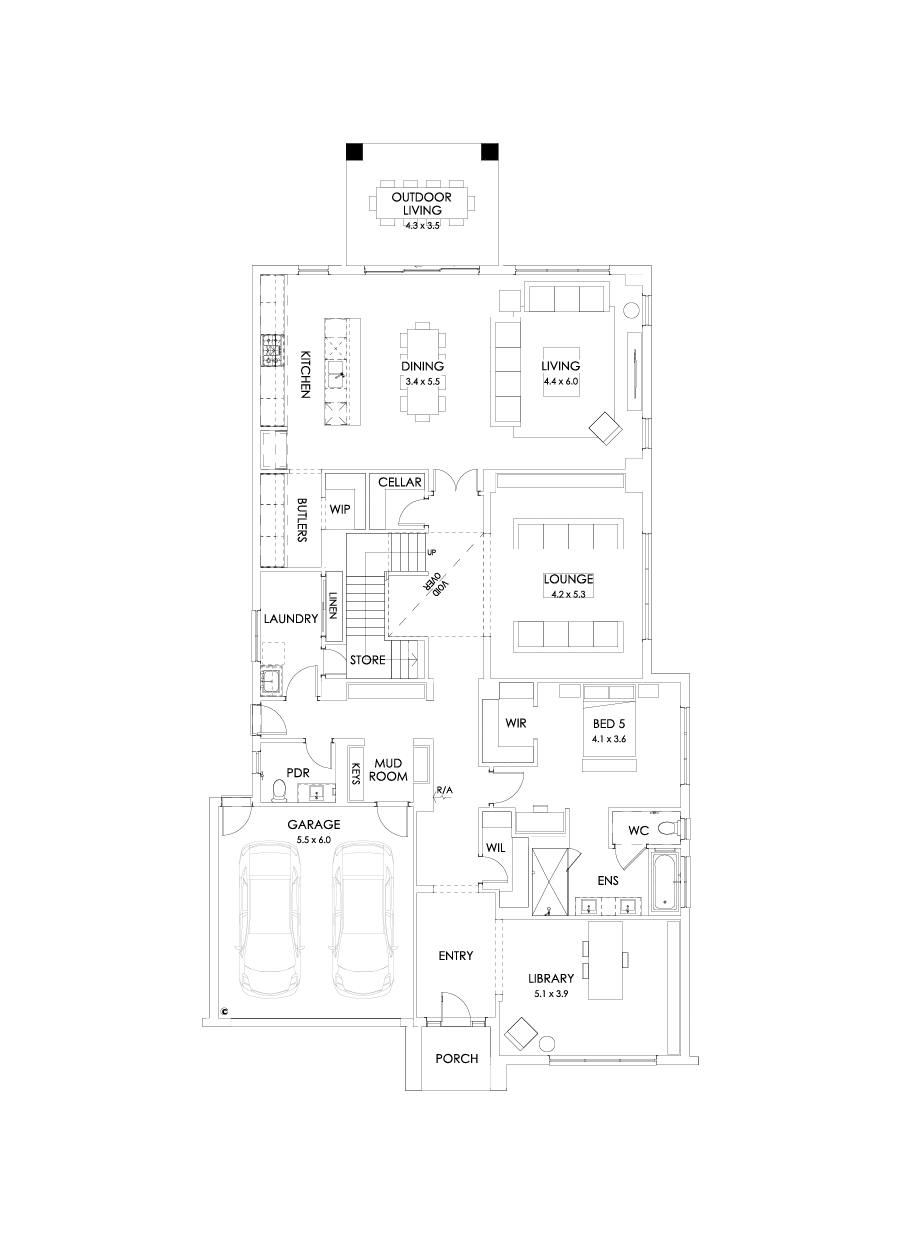 55 Ground Floor Floorplan (Rear balcony)
