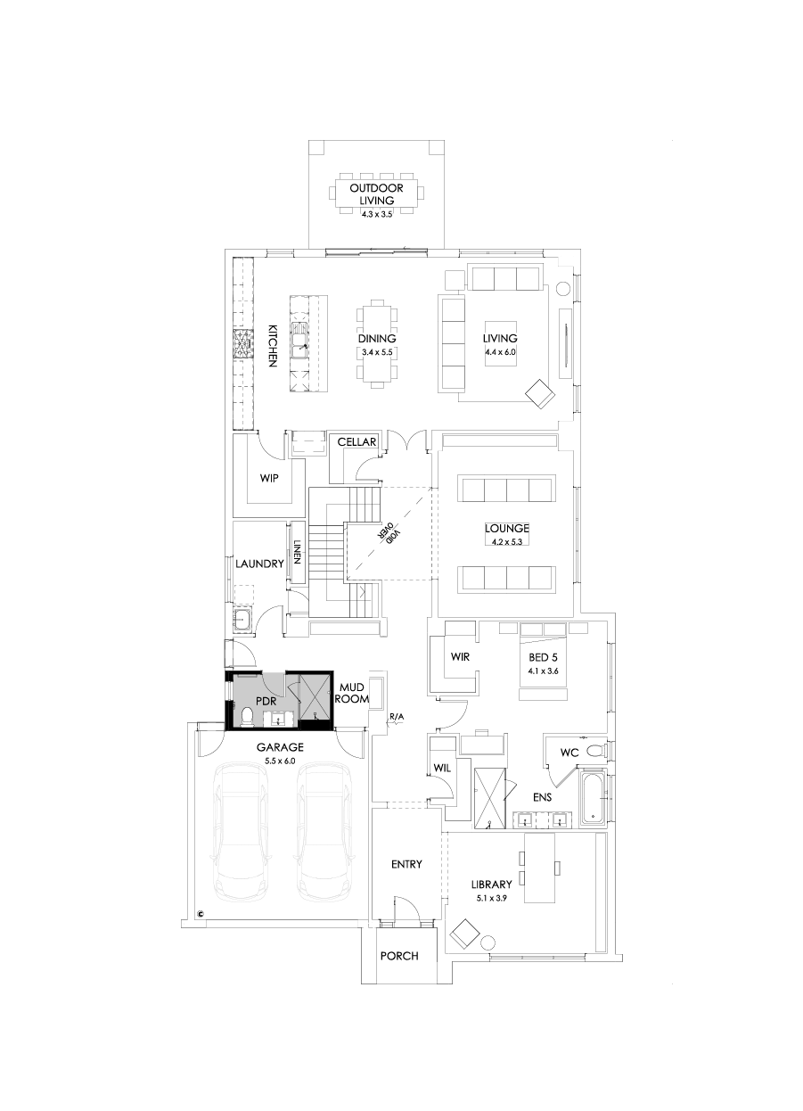 55 Ground Floor Floorplan (Shower to powder)