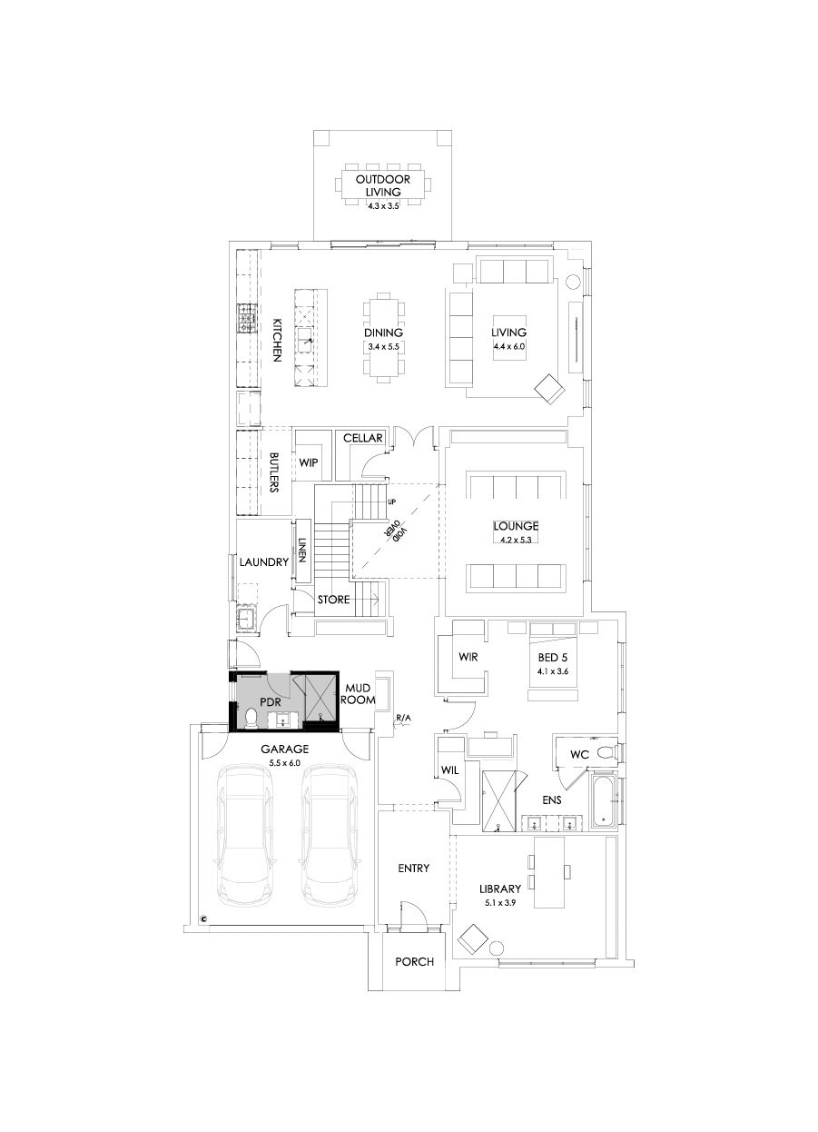 55 Ground Floor Floorplan (Shower to powder)