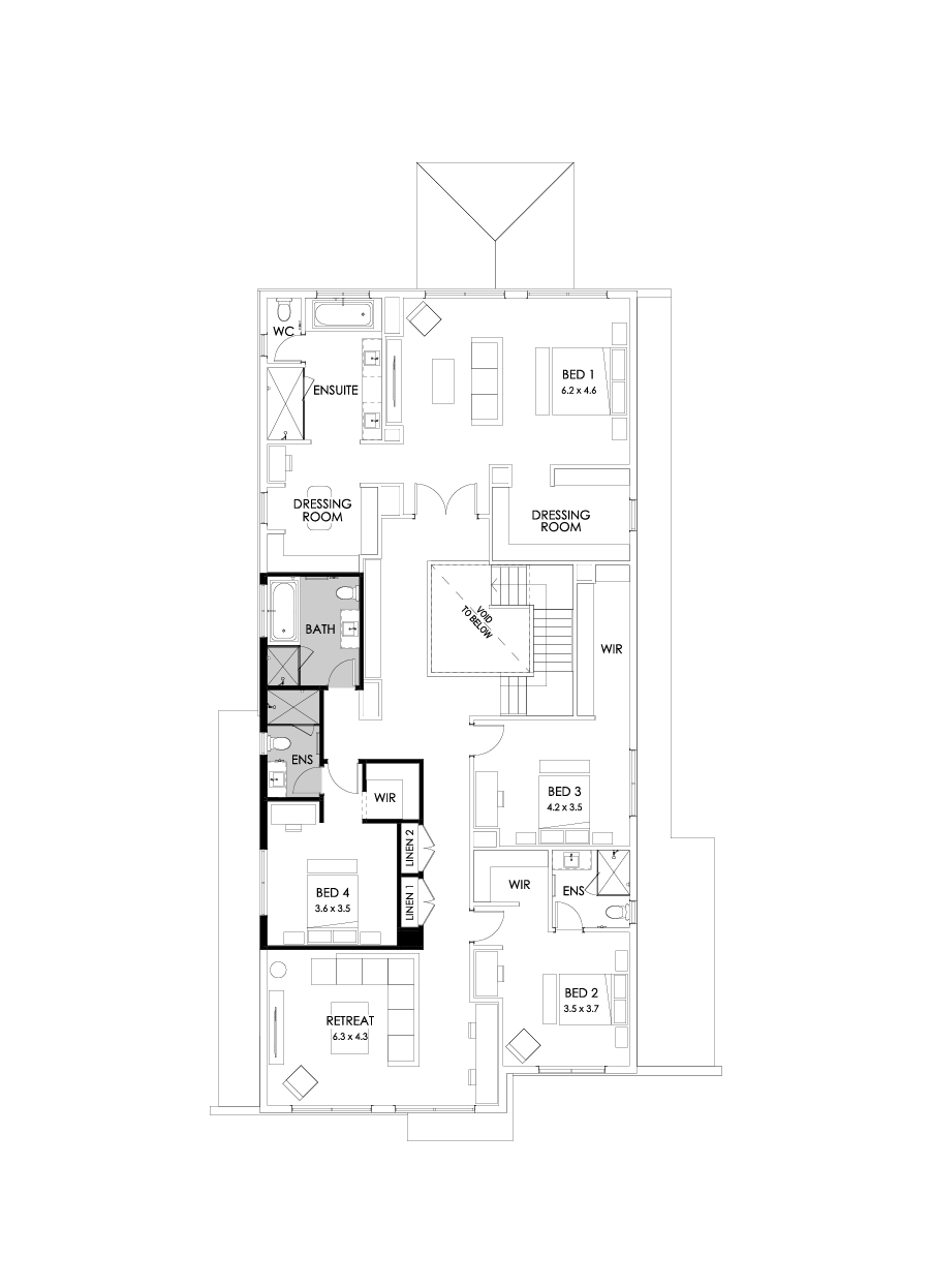 55 First Floor Floorplan (Additional ensuite - Flipped)