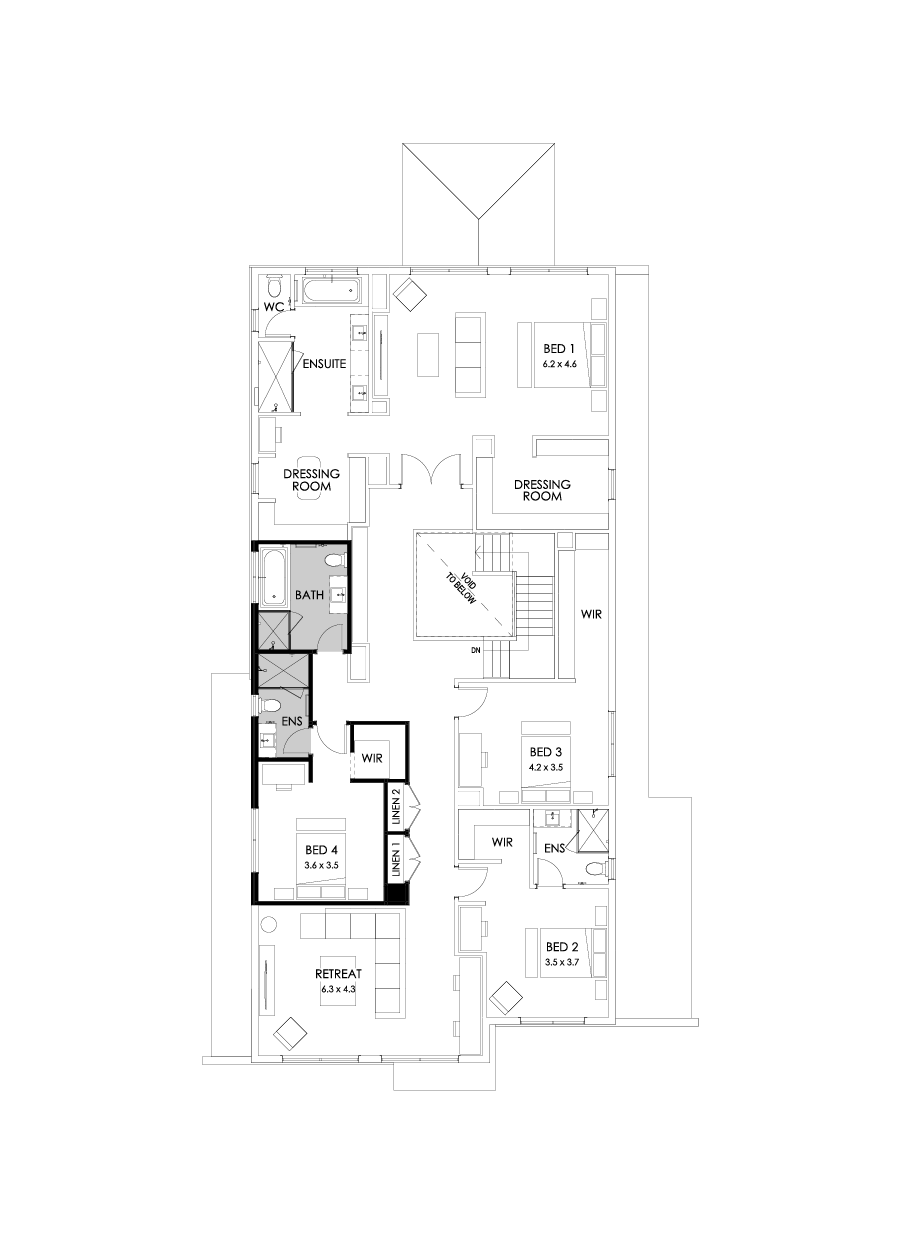 55 First Floor Floorplan (Additional ensuite - Flipped)