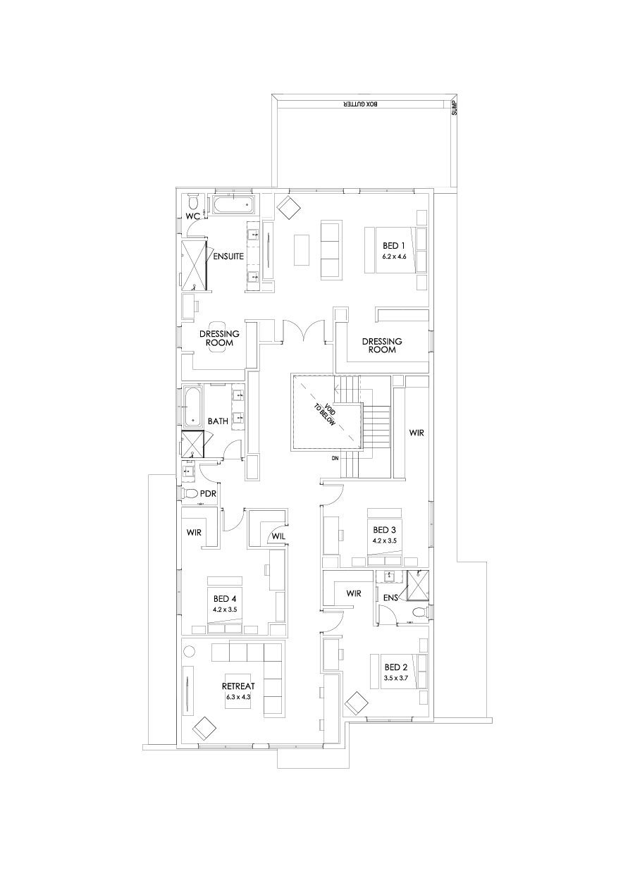 55 First Floor Floorplan (Alternate kitchen L-shape - Flipped)
