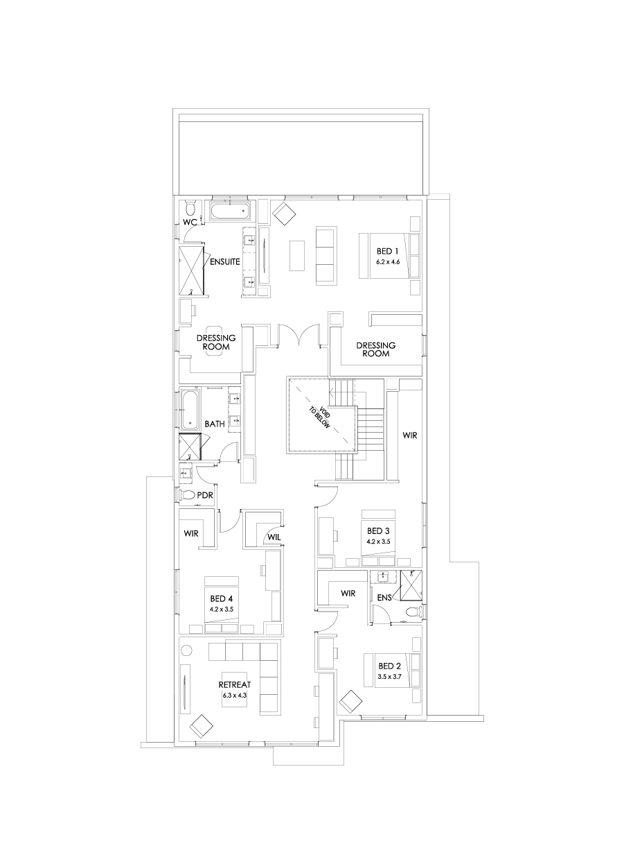 55 First Floor Floorplan (Larger Kitchen and dining - Flipped)