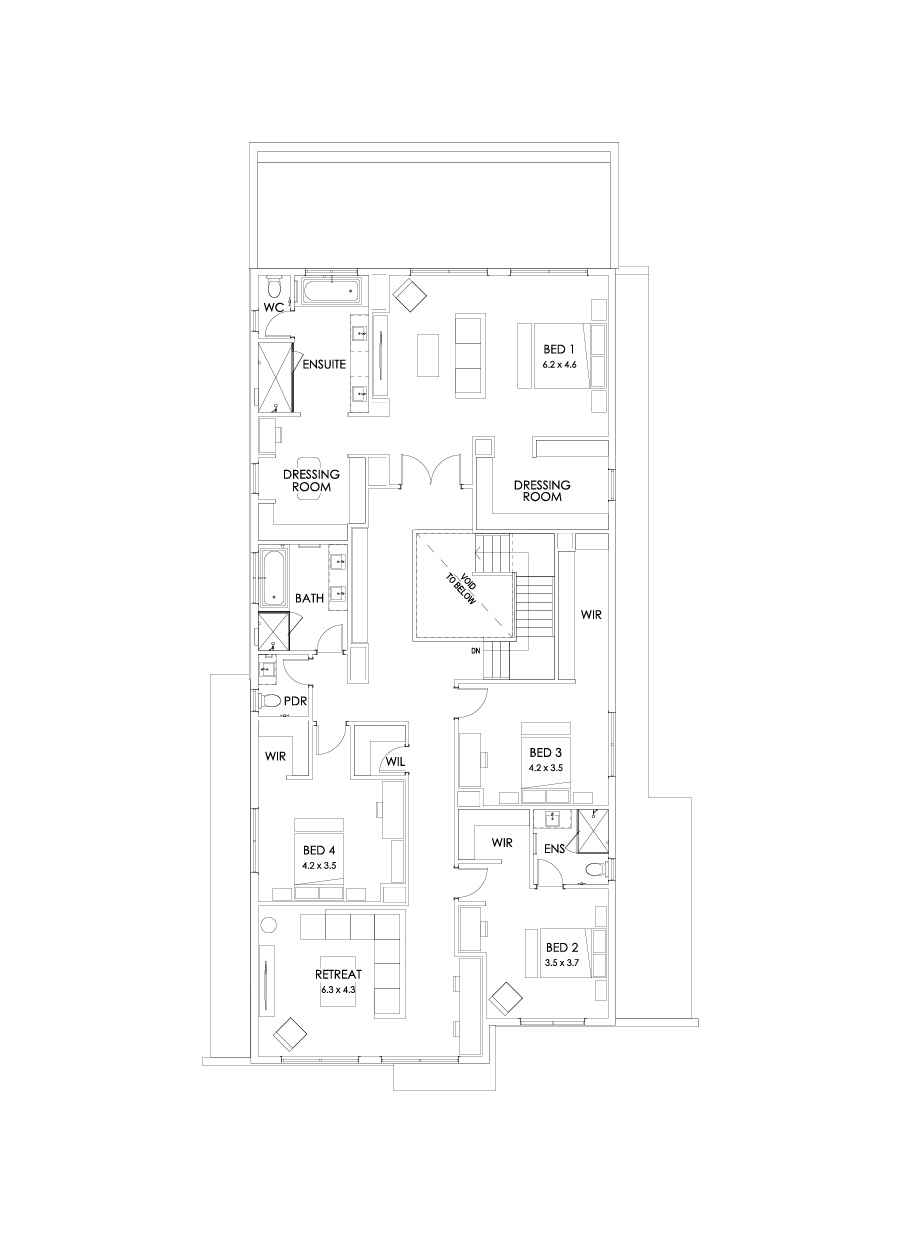 55 First Floor Floorplan (Larger Kitchen and dining - Flipped)