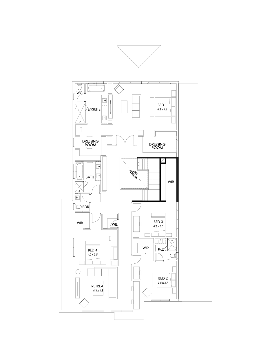 55 First Floor Floorplan (Larger kitchen - Flipped)