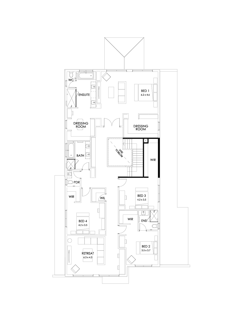 55 First Floor Floorplan (Larger kitchen - Flipped)