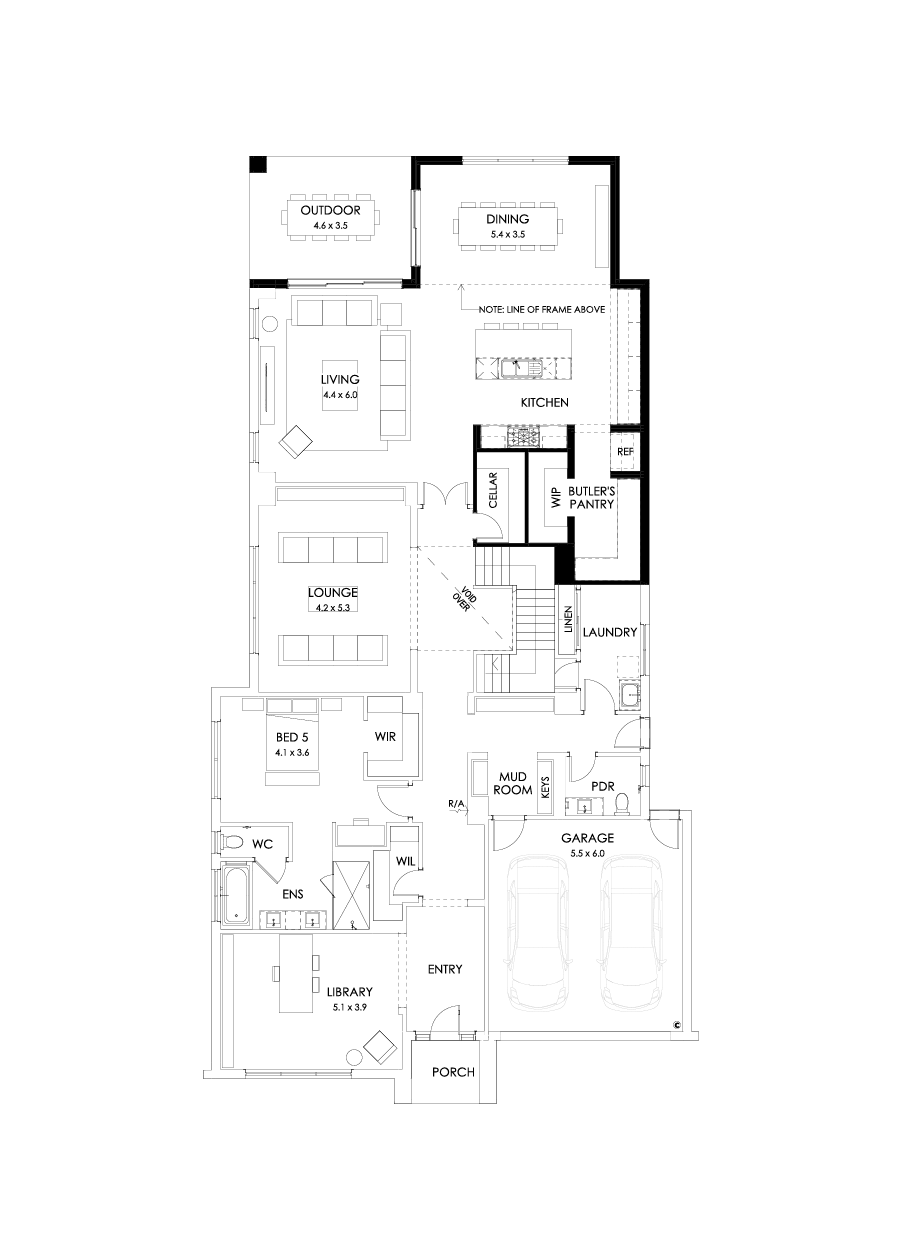 55 Ground Floor Floorplan (Larger Kitchen and dining - Flipped)