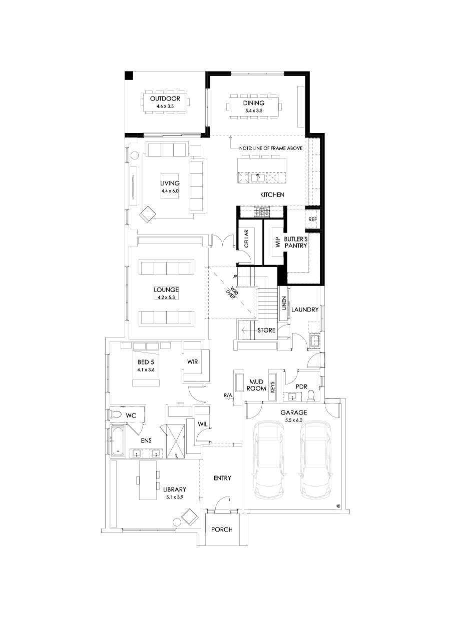 55 Ground Floor Floorplan (Larger Kitchen and dining - Flipped)