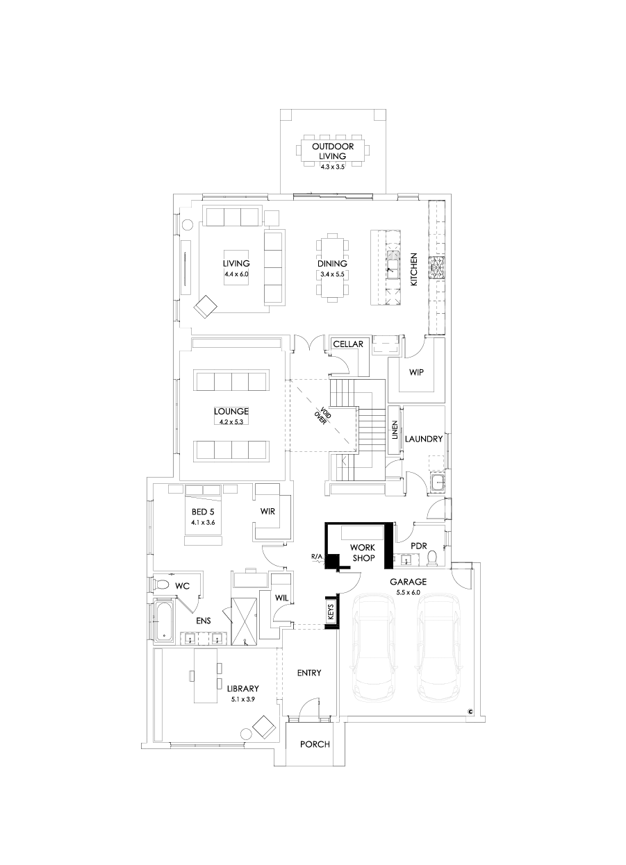 55 Ground Floor Floorplan (Workshop  - Flipped)