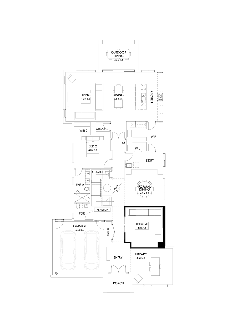 56 Ground Floor Floorplan (Theatre )