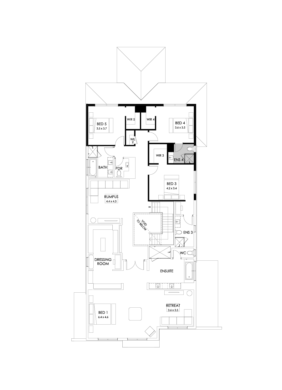 56 First Floor Floorplan (Additional ensuite - Flipped)