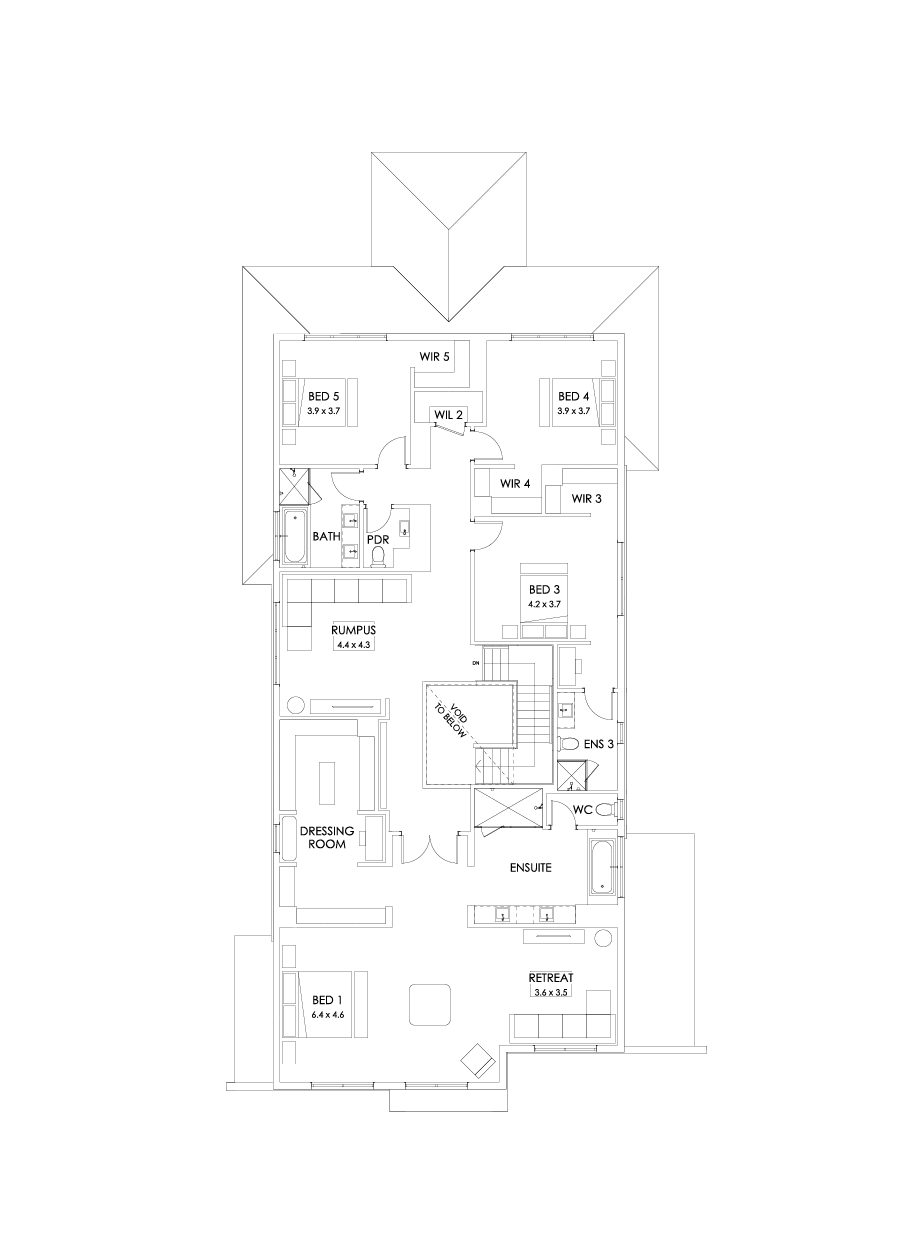 56 First Floor Floorplan (Larger kitchen  - Flipped)