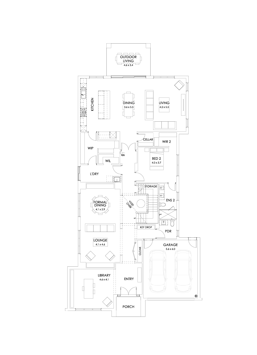 56 Ground Floor Floorplan (Alternate kitchen - Flipped)