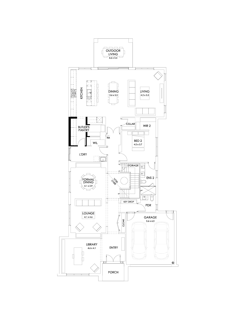 56 Ground Floor Floorplan (Butler's pantry - Flipped)