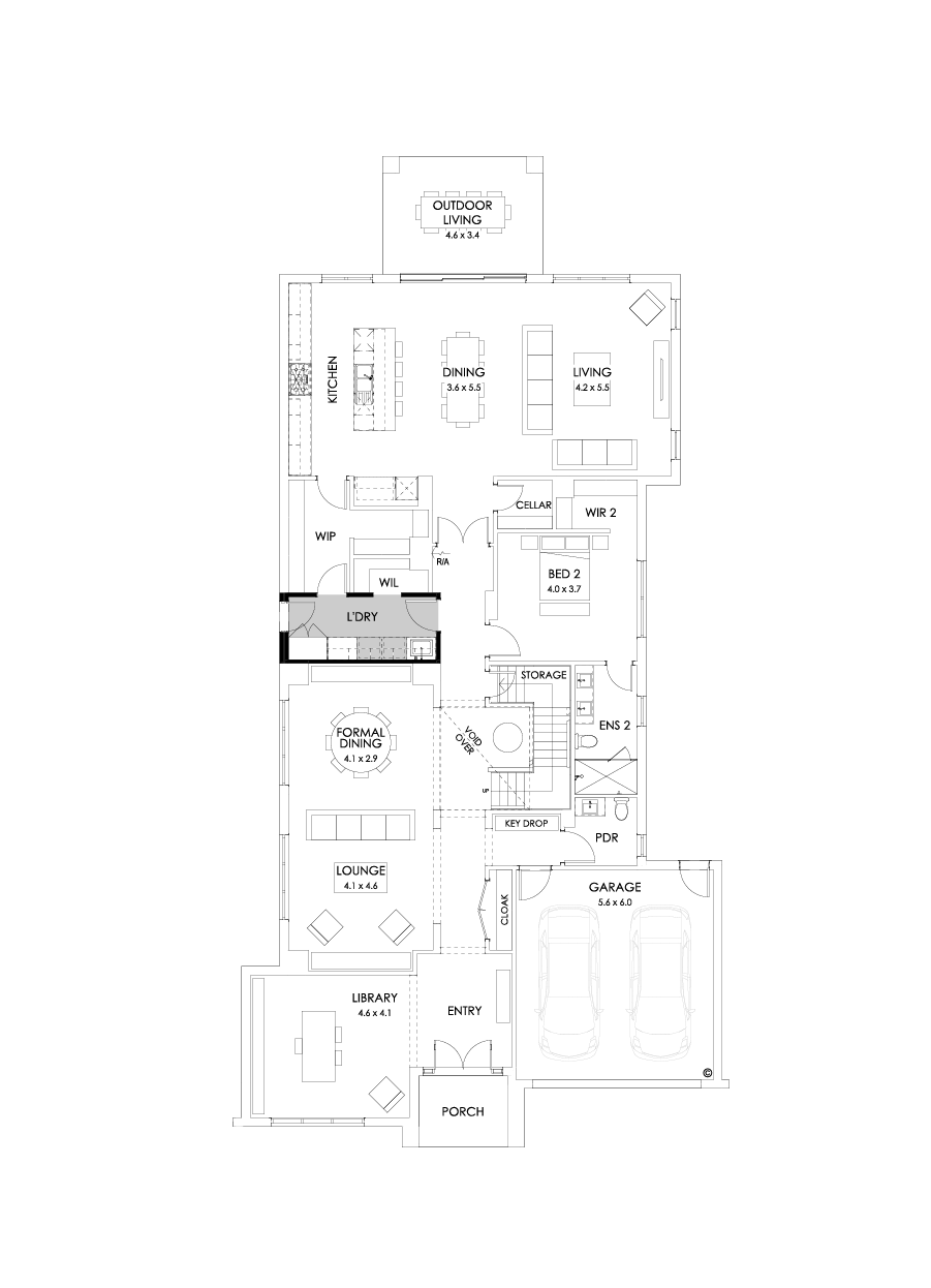 56 Ground Floor Floorplan (Grand laundry  - Flipped)