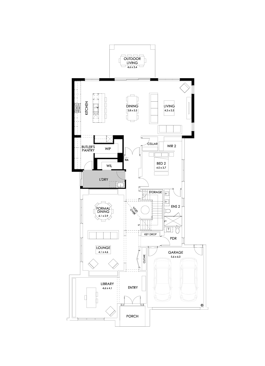 56 Ground Floor Floorplan (Larger kitchen  - Flipped)