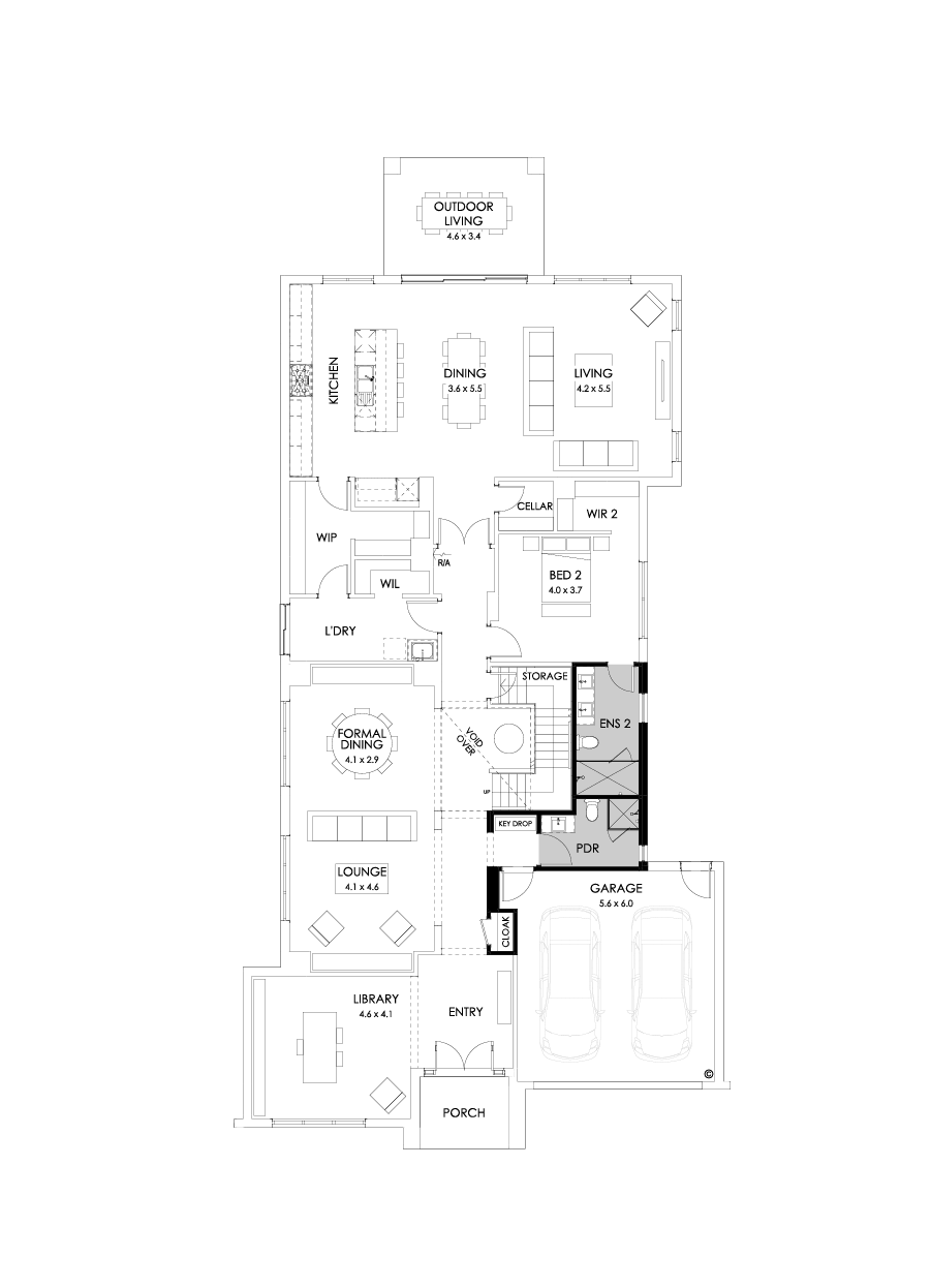 56 Ground Floor Floorplan (Shower to powder - Flipped)