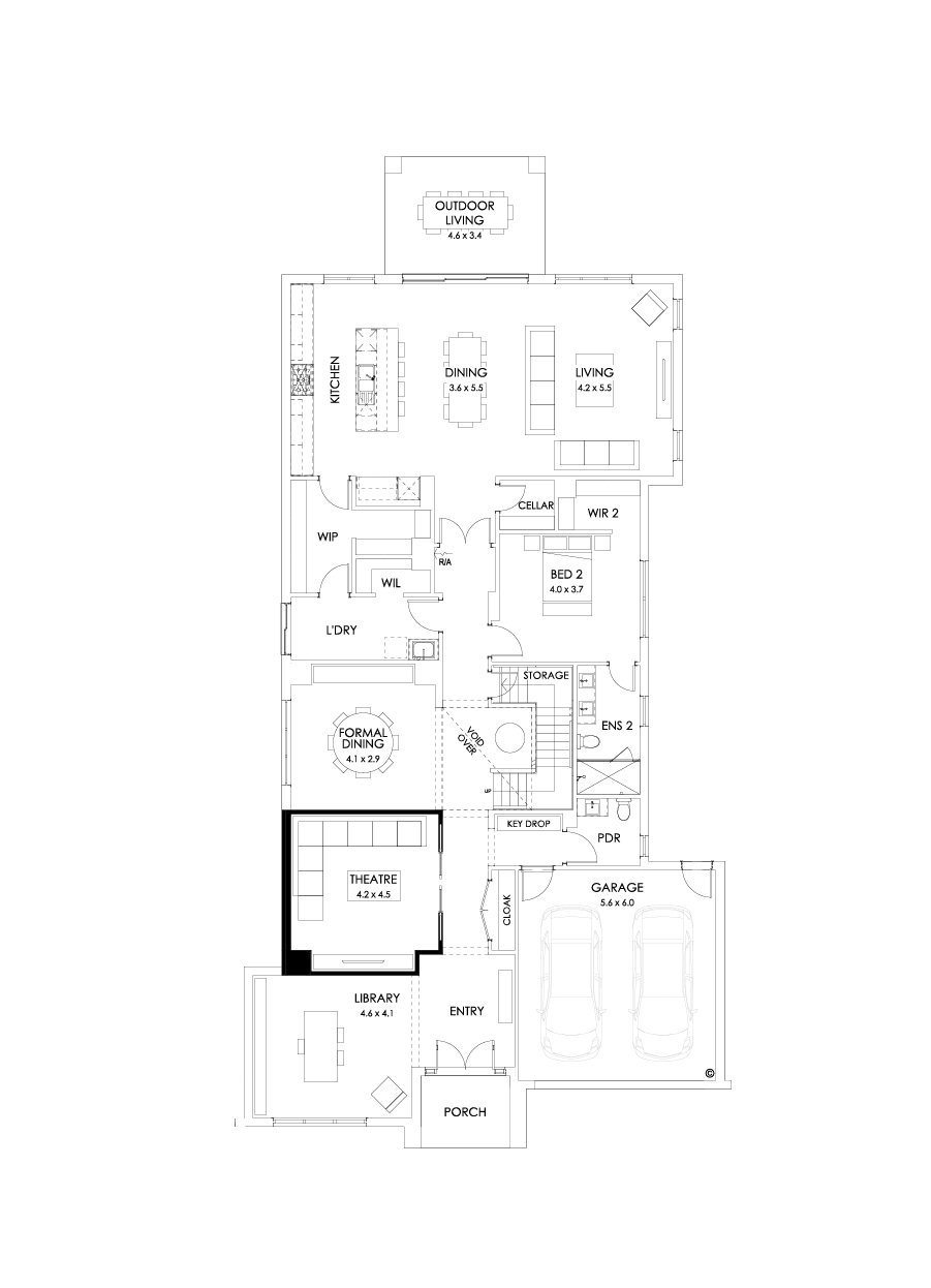 56 Ground Floor Floorplan (Theatre  - Flipped)