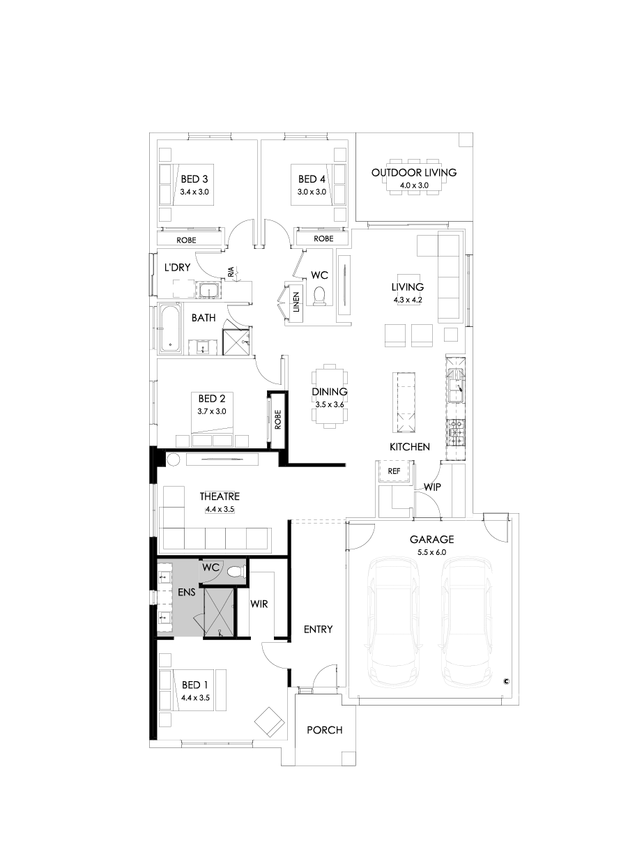 25  Floor Floorplan (Alternate bed 1 - Flipped)