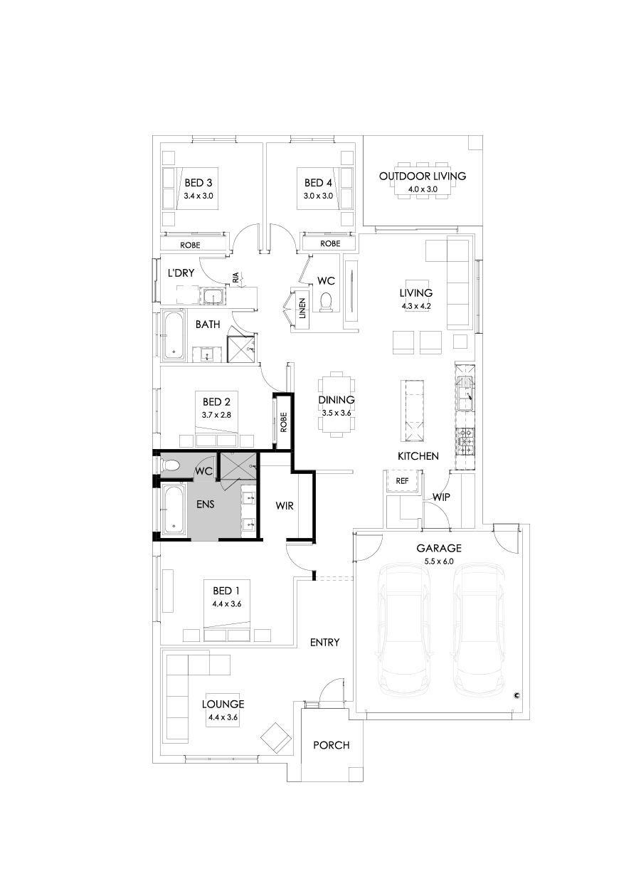 25  Floor Floorplan (Bath to ensuite - Flipped)