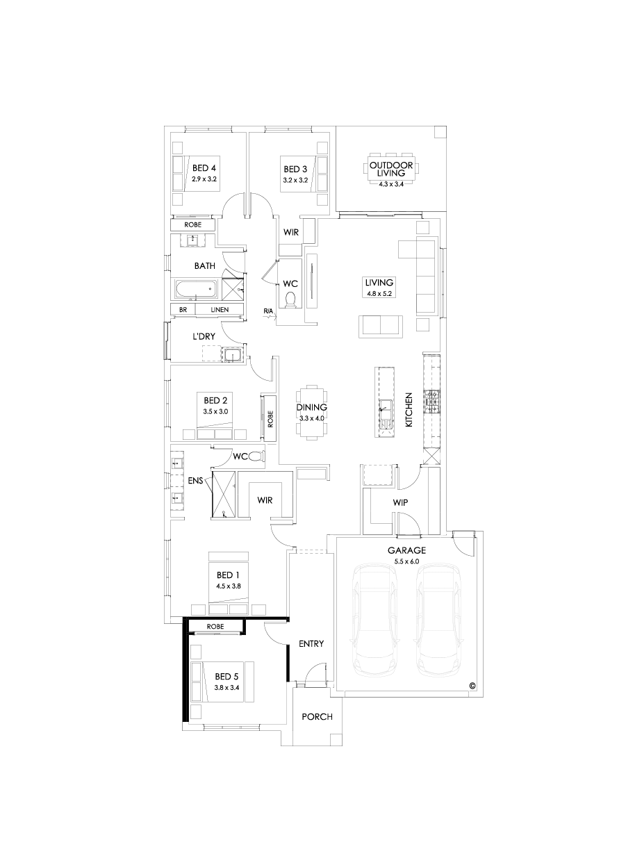 28  Floor Floorplan (5th bedroom - Flipped)