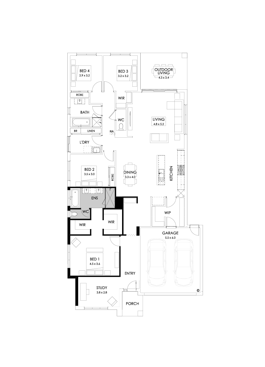 28  Floor Floorplan (Alternate ensuite - Flipped)