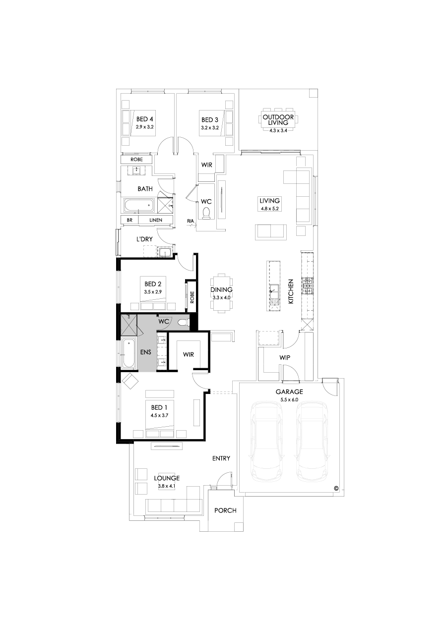 28  Floor Floorplan (Bath to ensuite - Flipped)
