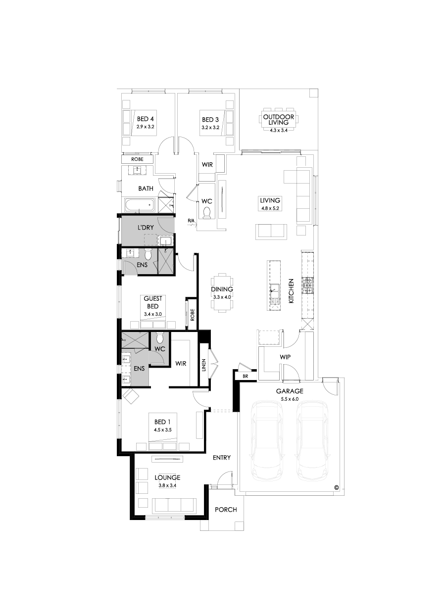 28  Floor Floorplan (Guest bedroom - Flipped)
